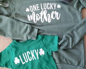 Lucky Matching Tees - Mommy and Me - Mommy and Me St. Patricks Day - ST Pattys Mom and me - Matching outfits - Lucky Mama - Lucky Tee