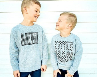 Checkered Kid Crew - Little Man Sweatshirt - Mini Sweatshirt - Matching Sweatshirts - Kids Tee - Kids Apparel - Kids top