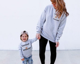 Smiley Mama and Mama's Boy Crew Set - Boy mom Matching - Matching sweaters - Mama Sweatshirt - Gift for boy mom - boy mama - Mamas boy crew