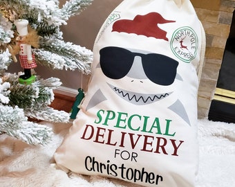 Baby Shark Santa Sack - Baby Shark - Baby Shark Christmas Sack - Santa Sacks - Christmas Gift - Christmas present sack - Christmas Sack