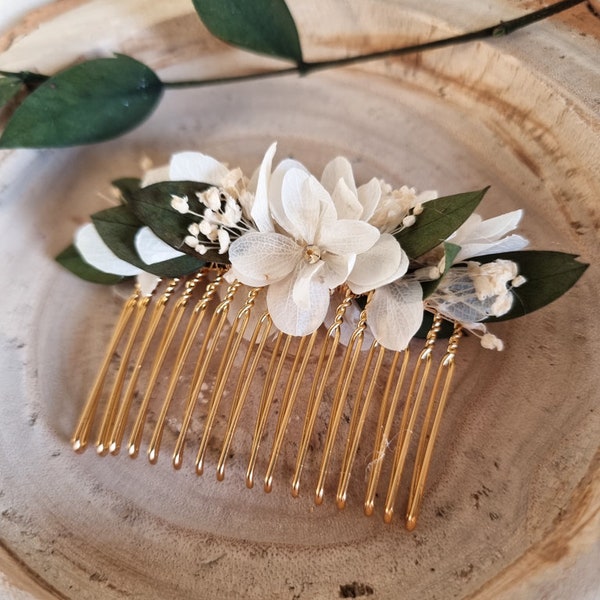 Peigne mariée fleurs blanches mariage cérémonie demoiselle d'honneur