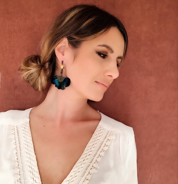 Swarovski black feather earrings deals