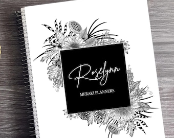 2026 Personalized Appointment Planner: Black Floral Design, Daily Checklist