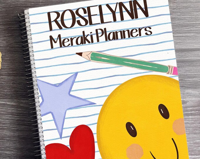 2026-2027 Planner 12 Months Personalized Meraki Planners Daily Checklist Weekly Glance |  Smiley