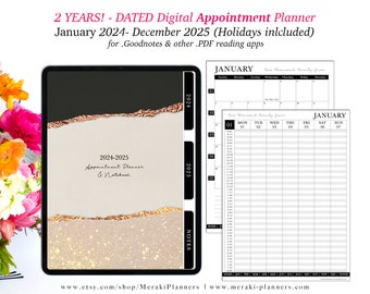 2024-2025 2 Years Dated Digital Appointment Planner,GoodNotes,Notability,PDF apps,Monthly,Weekly,iPad Planner,Linked Planner-River III