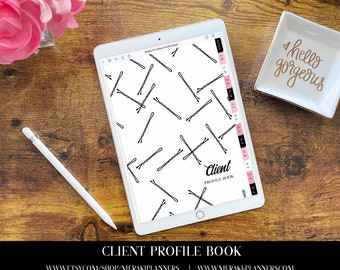 Meraki Planners -Client Profile Book -GoodNotes-Salon Book - Bobbi Pin