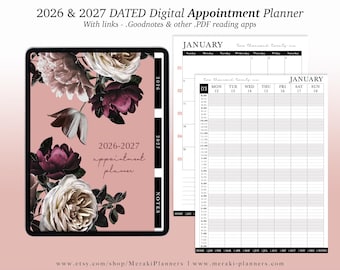 NEW Digital Appointment Planner 2026 - 2027 | 2 Years - Salon Planner Appointment Book - Vintage II