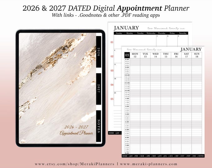 Digital Appointment Planner 2026 - 2027 | 2 Years - Salon Planner Appointment Book - Angelic