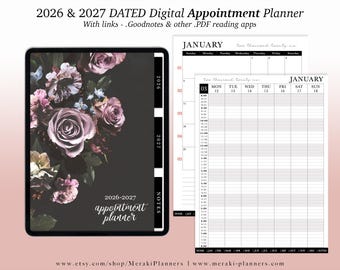 NEW Digital Appointment Planner 2026 - 2027 | 2 Years - Salon Planner Appointment Book - Vintage I