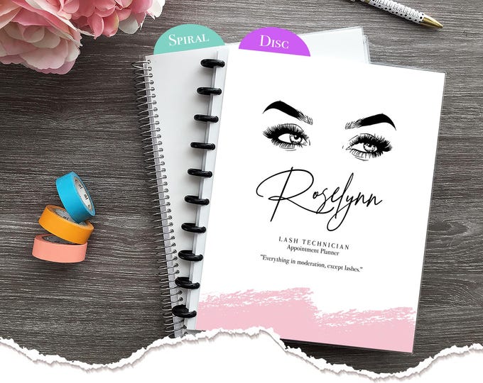 Appointment Book 2025-2026 Personalized Meraki Planners Hairstylist  Salon Planner Daily Checklist, Monthly and Weekly Calendar  - Lashes