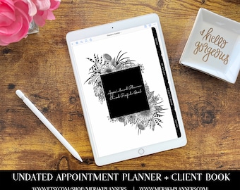 Meraki Planners -Digital Undated Appointment Book -GoodNotes-Salon Planner - Monthly, Weekly, Client Book,Notebook Planner - Flowers