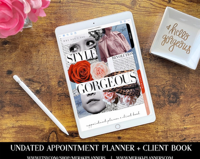 Meraki Planners -Digital Undated Appointment Book -GoodNotes-Salon Planner - Monthly, Weekly, Client Book,Notebook Planner - Magazine Girl