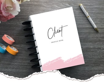 Meraki Planners - Client Profile Book - Discbound - Brush in Pink Hairstylist Gift