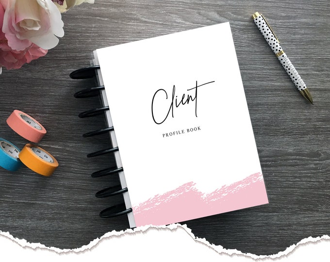 Meraki Planners - Client Profile Book - Discbound - Brush in Pink Hairstylist Gift