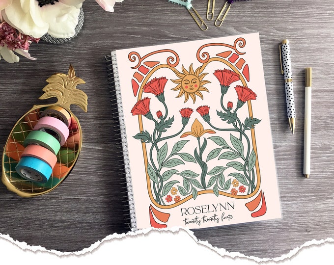 Appointment Book, Personalized, Checklist Planner, 2025-2026 Hairstylist Salon Planner, Daily Checklist Agenda, Weekly Calendar - Boho Tarot