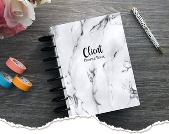 Meraki Planners - Client Profile Book - Discbound - Marble Hairstylist Gift