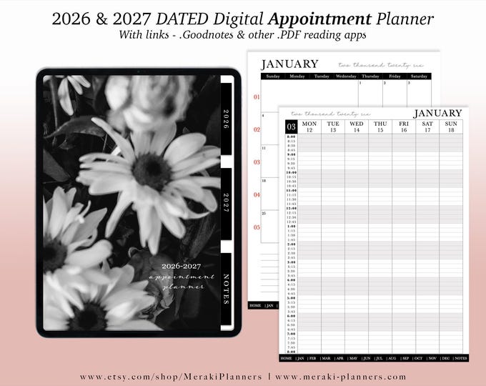 Digital Appointment Planner 2026 - 2027 | 2 Years - Salon Planner Appointment Book - Margaritas