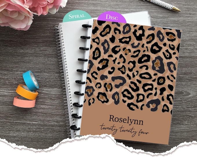 Appointment Book,Personalized,Checklist Planner,2025-2026,Hairstylist Salon Planner,Daily Checklist Agenda,Weekly Calendar- Leopard Brown