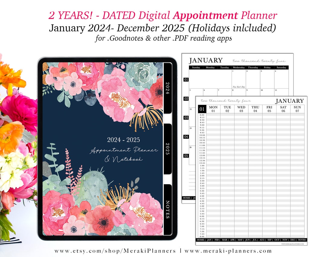 2024-2025 2 Years Dated Digital Appointment Planner,goodnotes