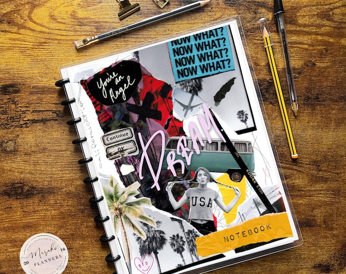 Discbound Notebook, Letter Size, Lined Sheets, College Ruled, 100 Sheets, Personalized Notebook - California Dreams