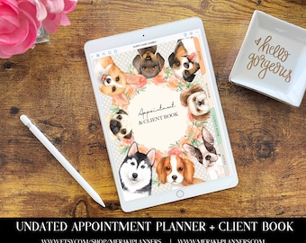 Meraki Planners -Digital Undated Appointment Book -GoodNotes-Salon Planner - Monthly, Weekly, Client Book,Notebook Planner - Puppy Care