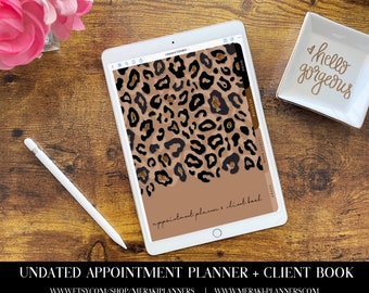Meraki Planners -Digital Undated Appointment Book -GoodNotes-Salon Planner - Monthly, Weekly, Client Book,Notebook Planner - Leopard