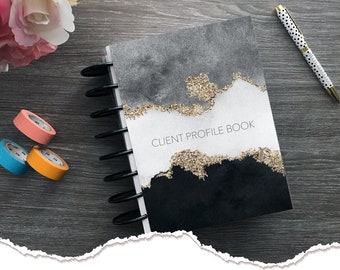 Meraki Planners - Client Profile Book - Discbound - River of Gold in Black Hairstylist Gift