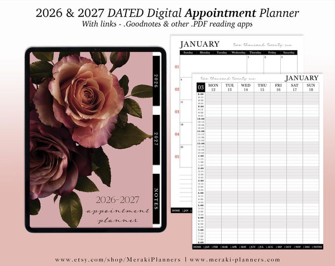 Digital Appointment Planner 2026 - 2027 | 2 Years - Salon Planner Appointment Book - Beautiful Life