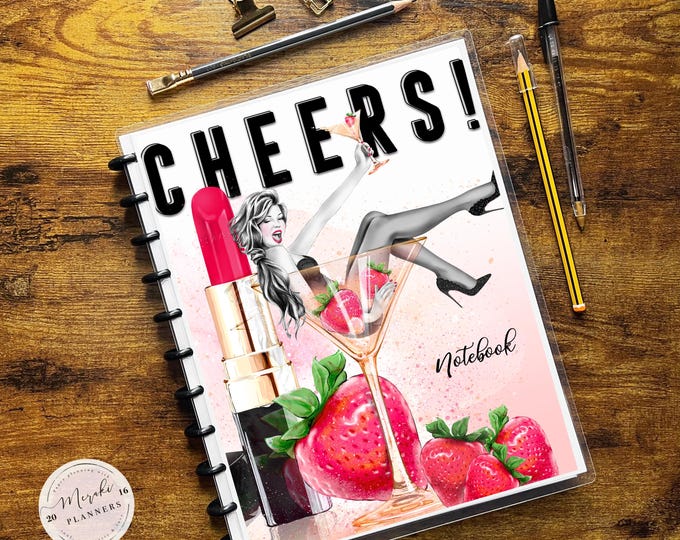 Discbound Notebook, Letter Size, Lined Sheets, College Ruled, 100 Sheets, Personalized Notebook - Cheers