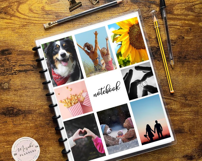 Discbound Notebook, Letter Size, Lined Sheets, College Ruled, 100 Sheets, Personalized Notebook - Collage
