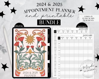 2024 Planner 2025 Bundle 2 Years Dated Digital Appointment Planner,Printable,GoodNotes,Monthly,Weekly,iPad Planner,Linked Planner-Boho Tarot