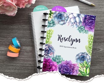 Appointment Book,Personalized,Checklist Planner,2025-2026,Hairstylist Salon Planner,Daily Checklist Agenda,Weekly Calendar - Succulents