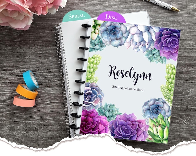 Appointment Book,Personalized,Checklist Planner,2025-2026,Hairstylist Salon Planner,Daily Checklist Agenda,Weekly Calendar - Succulents