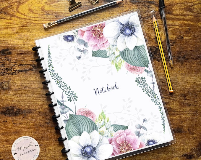 Discbound Notebook, Letter Size, Lined Sheets, College Ruled, 100 Sheets, Personalized Notebook - Eucalyptus