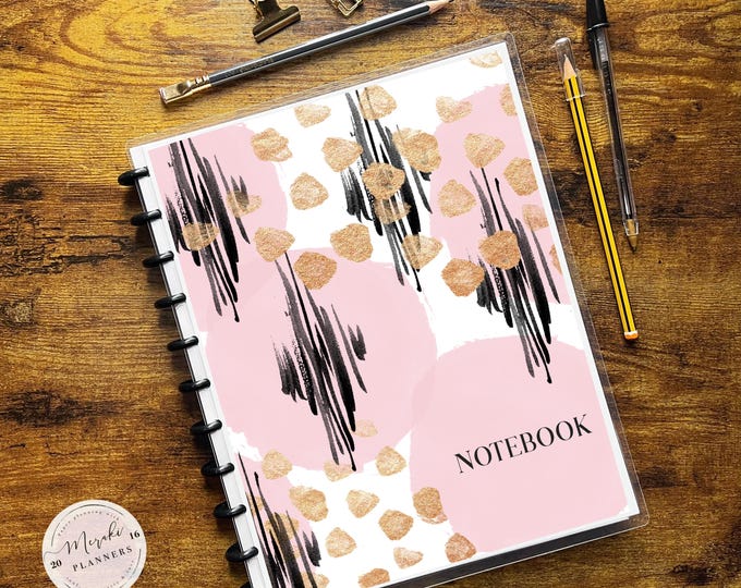 Discbound Notebook, Letter Size, Lined Sheets, College Ruled, 100 Sheets, Personalized Notebook - Blush