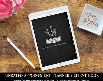 Meraki Planners -Digital Undated Appointment Book -GoodNotes-Salon Planner - Monthly, Weekly, Client Book,Notebook Planner - Barber