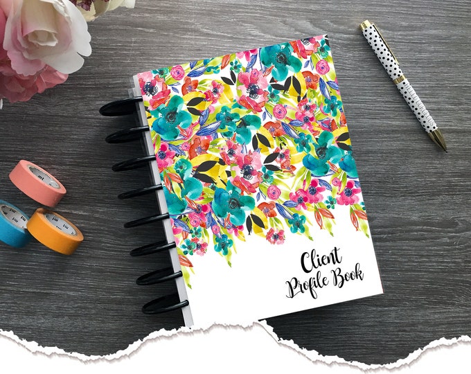 Meraki Planners - Client Profile Book - Discbound - Florals 2 Hairstylist Gift