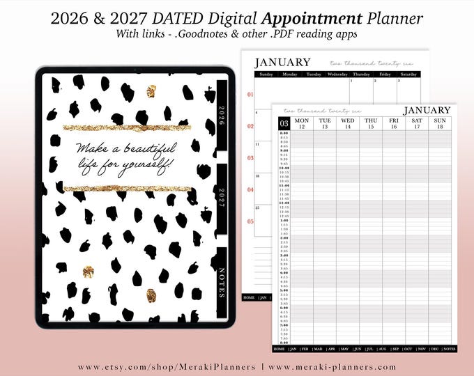 Digital Appointment Planner 2026 - 2027 | 2 Years - Salon Planner Appointment Book - Beautiful Life