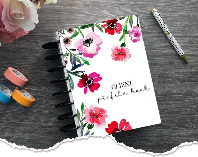 Meraki Planners - Client Profile Book - Discbound - Poppies Hairstylist Gift