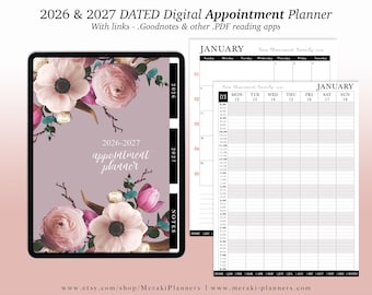 NEW Digital Appointment Planner 2026 - 2027 | 2 Years - Salon Planner Appointment Book - Vintage III