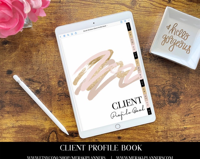 Meraki Planners -Client Profile Book -GoodNotes-Salon Book -Brush Strokes