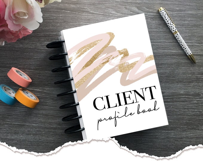Meraki Planners - Client Profile Book - Discbound - Brush Strokes Hairstylist Gift