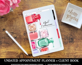 Meraki Planners -Digital Undated Appointment Book -GoodNotes-Salon Planner - Monthly, Weekly, Client Book,Notebook Planner - Nail Tech
