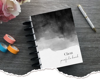 Meraki Planners - Client Profile Book - Discbound - Watercolor Hairstylist Gift