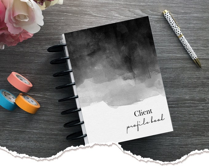 Meraki Planners - Client Profile Book - Discbound - Watercolor Hairstylist Gift