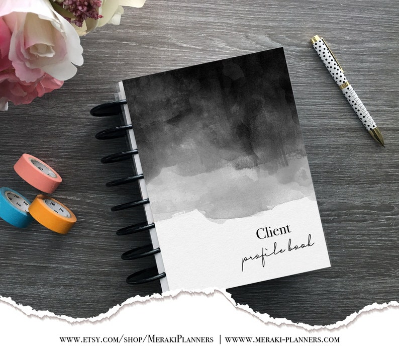 Meraki Planners Client Profile Book Discbound Watercolor image 1