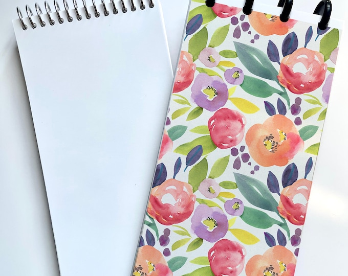 Eco Friendly Notepad, To Do List Pad, Blank Sheets | Spiral or Disc bound - Florals