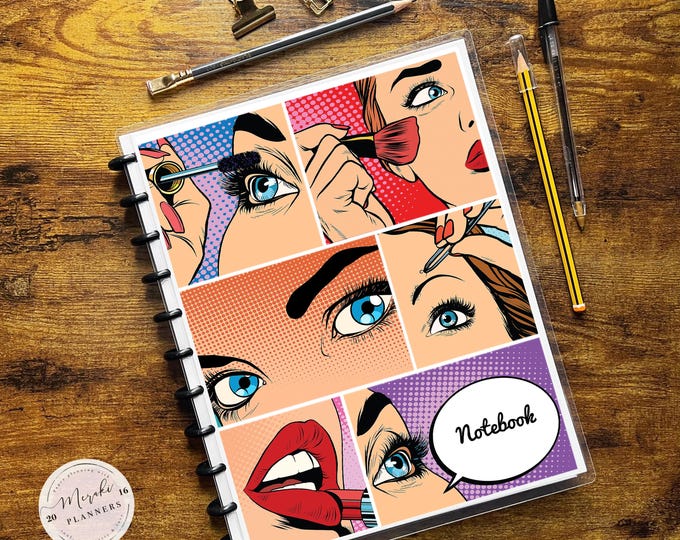 Discbound Notebook, Letter Size, Lined Sheets, College Ruled, 100 Sheets, Personalized Notebook - Comics