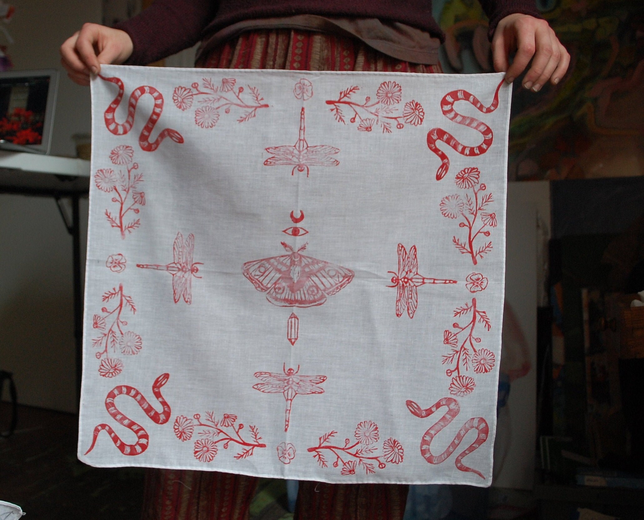 Hedge Witch Bandana// RED // Altar Cloth