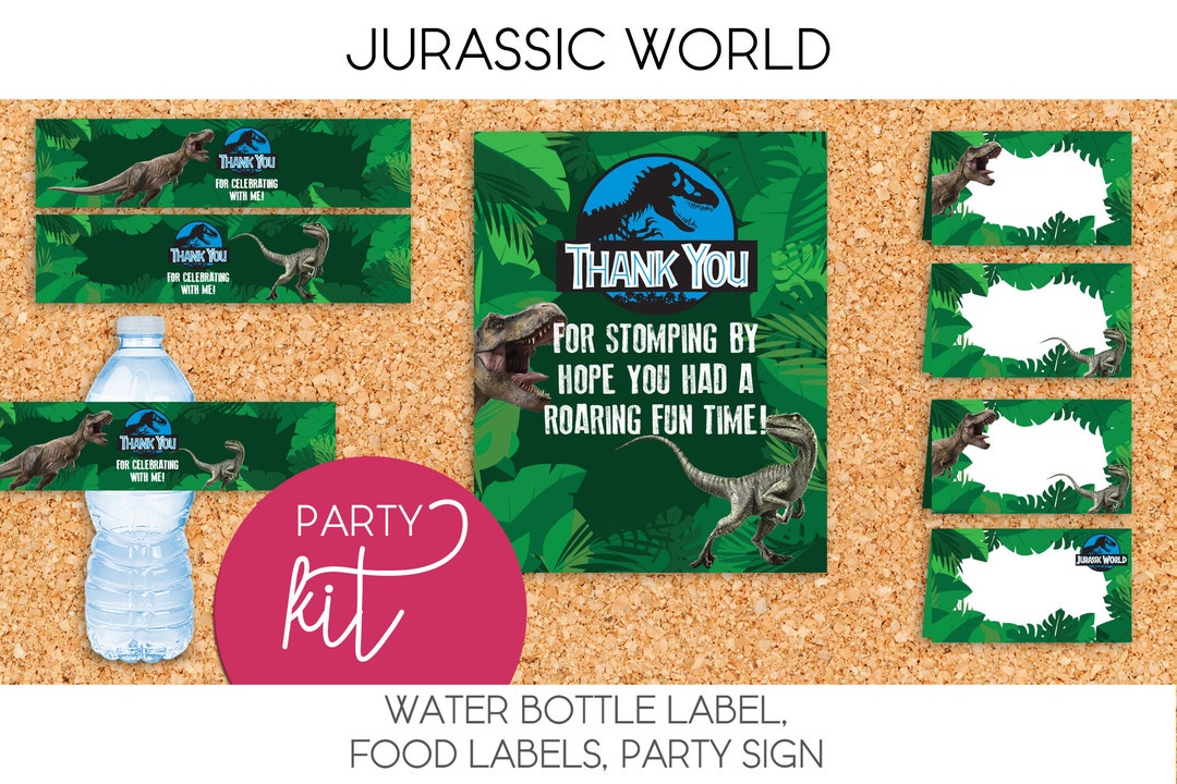 Jurassic World / Food Label, Water Label, Party Sign / Party Kit ...